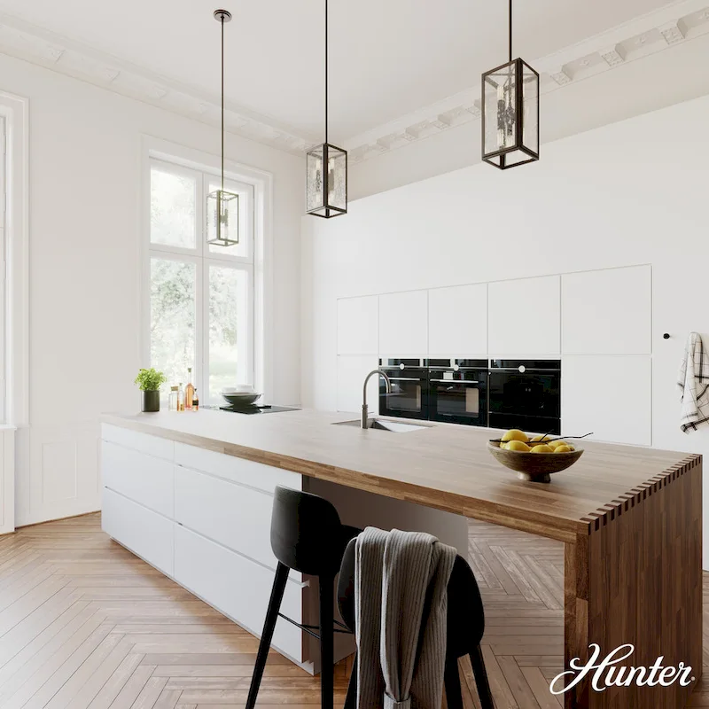 Hunter Felippe 6-Light Pendant w/Clear Seeded Glass, Modern Farmhouse, Industrial - Island, Dining, Entry, Bedroom, Hallway