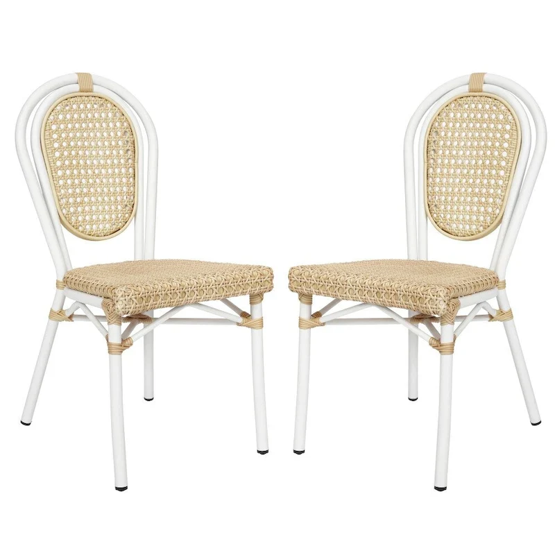 2 Pack All-Weather Commercial Paris Chairs with Metal Frames - N/A