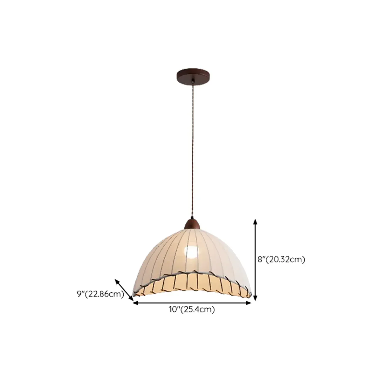 Dome-Shape White Fabric Rope Pendant Light Residential Use