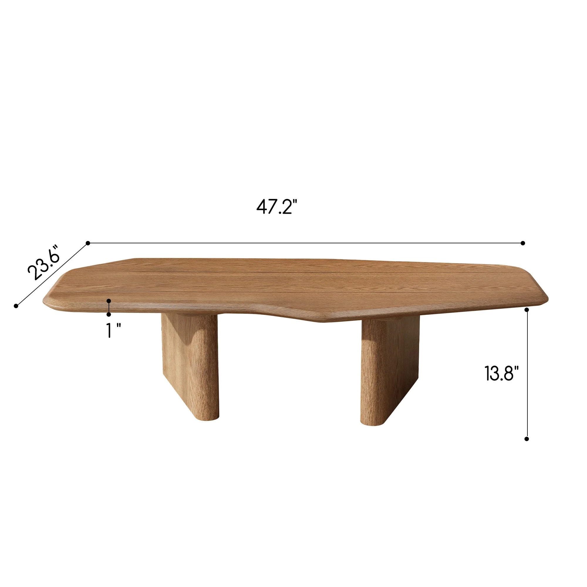 Modern Shape Rustic Ash Wood Veneer Coffee Table
