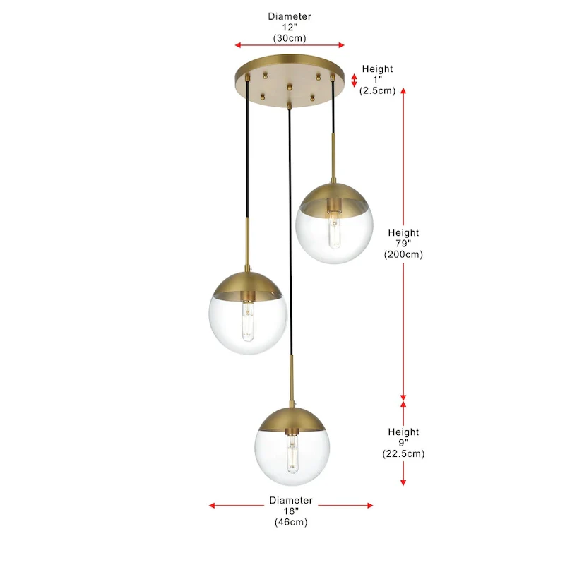 3-Light 18 inch Pendant with Clear Glass