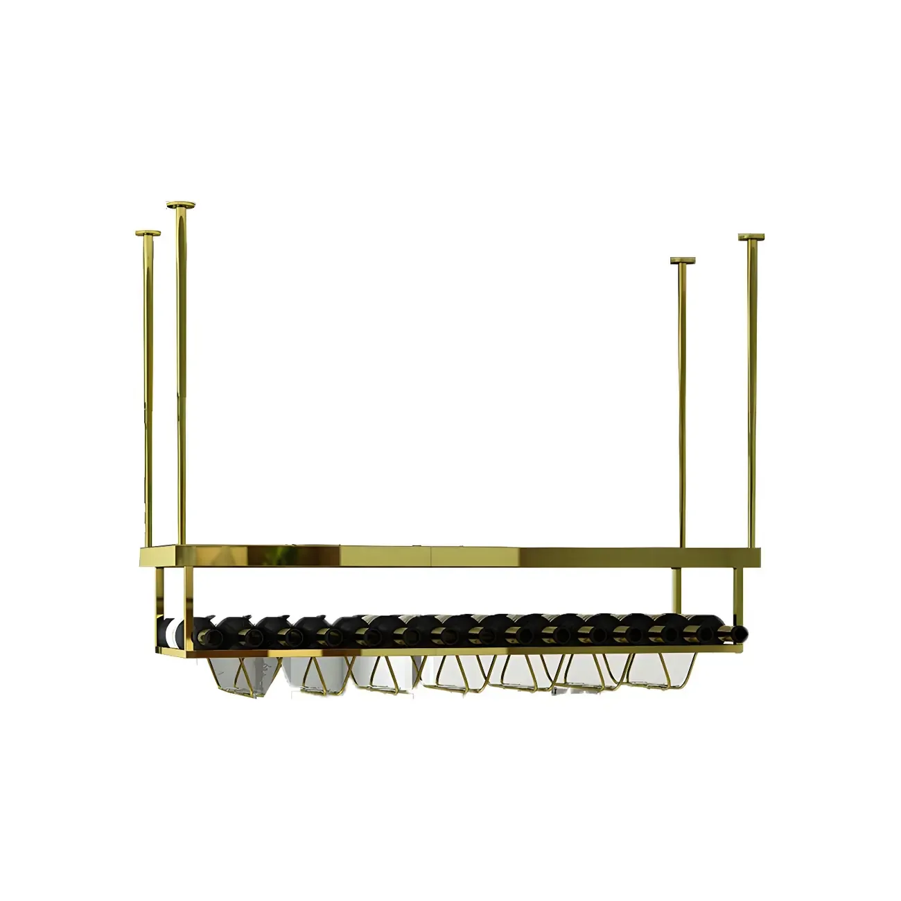 Modern Metal Hanging Wine Rack with Glass Holder