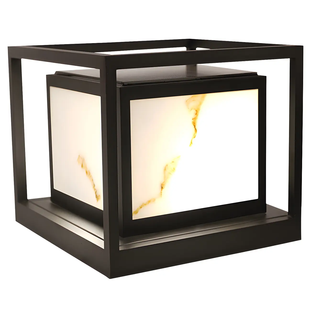 Black Metal Cubic Open Frame Post Cap Light