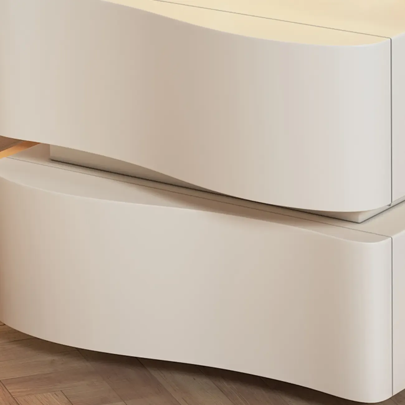 Stylish Solid Wood White Nightstand With 2 Drawer
