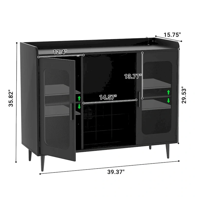 Sideboard Buffet Industrial Bar Cabinet with Wine Holder