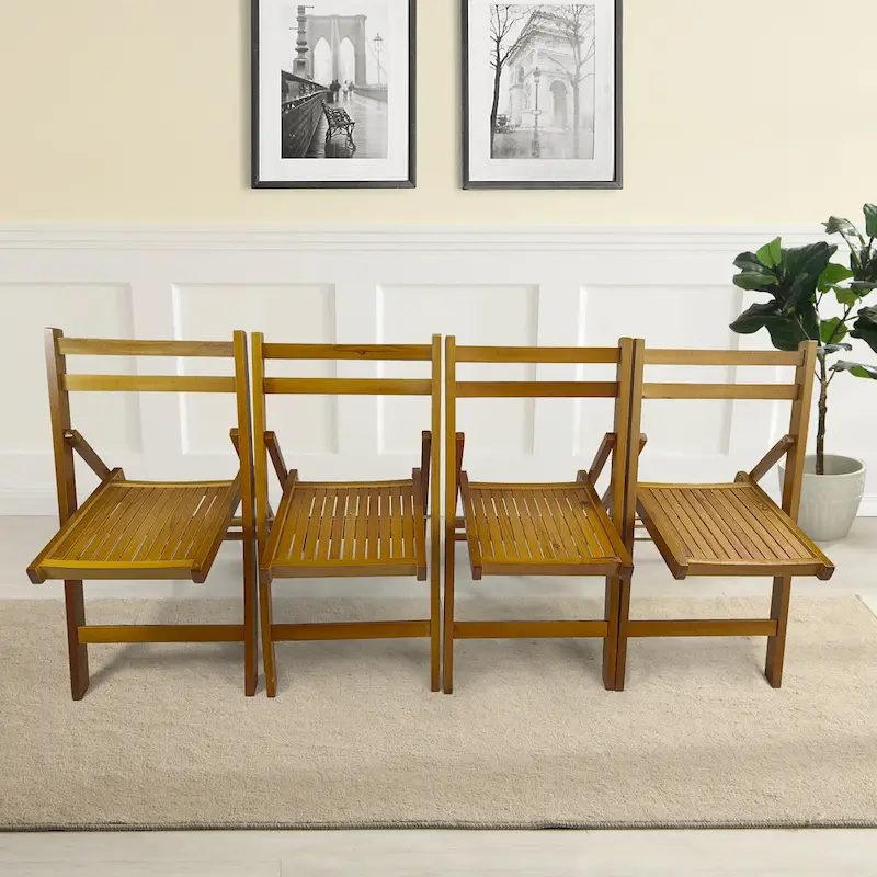 Furniture Slatted Wood Folding Special Event Chair,Set of 4