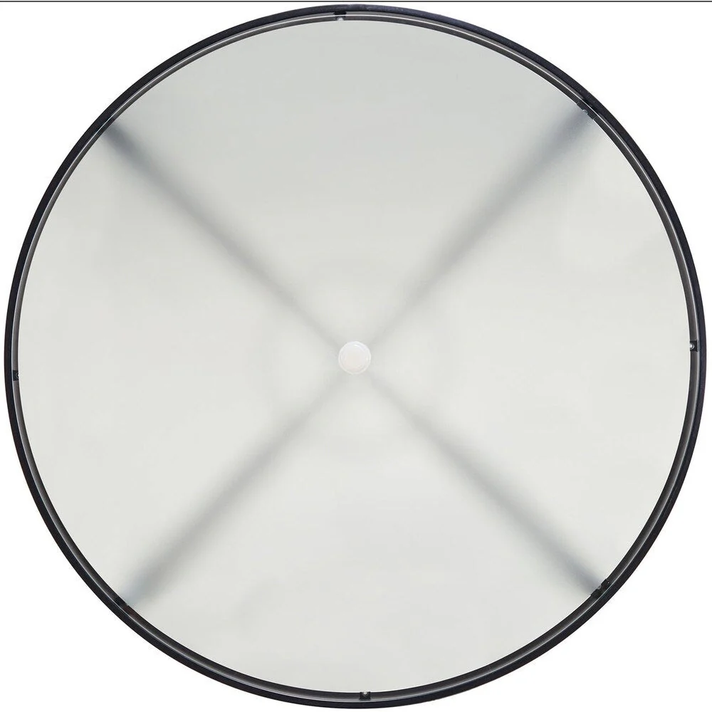 Hanover Lavallette 5-Piece Dining Set in Ocean Blue with 4 Stationary Chairs, 52-In. Round Glass-Top Table, Umbrella, and Base