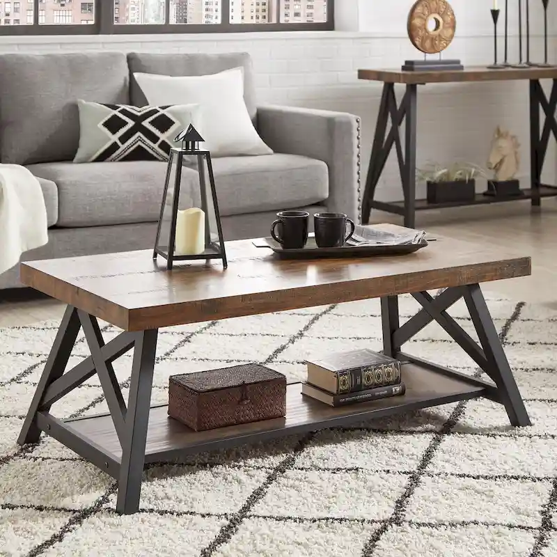 Bryson Rustic X-Base Accent Tables by iNSPIRE Q Classic