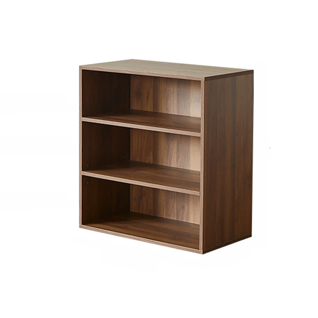 Short Modern Brown Wooden Cube Bookcase with Doors
