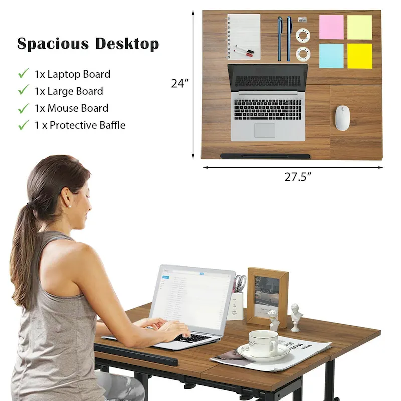 Gymax Mobile Stand up Desk Adjustable Computer Desk Tilting