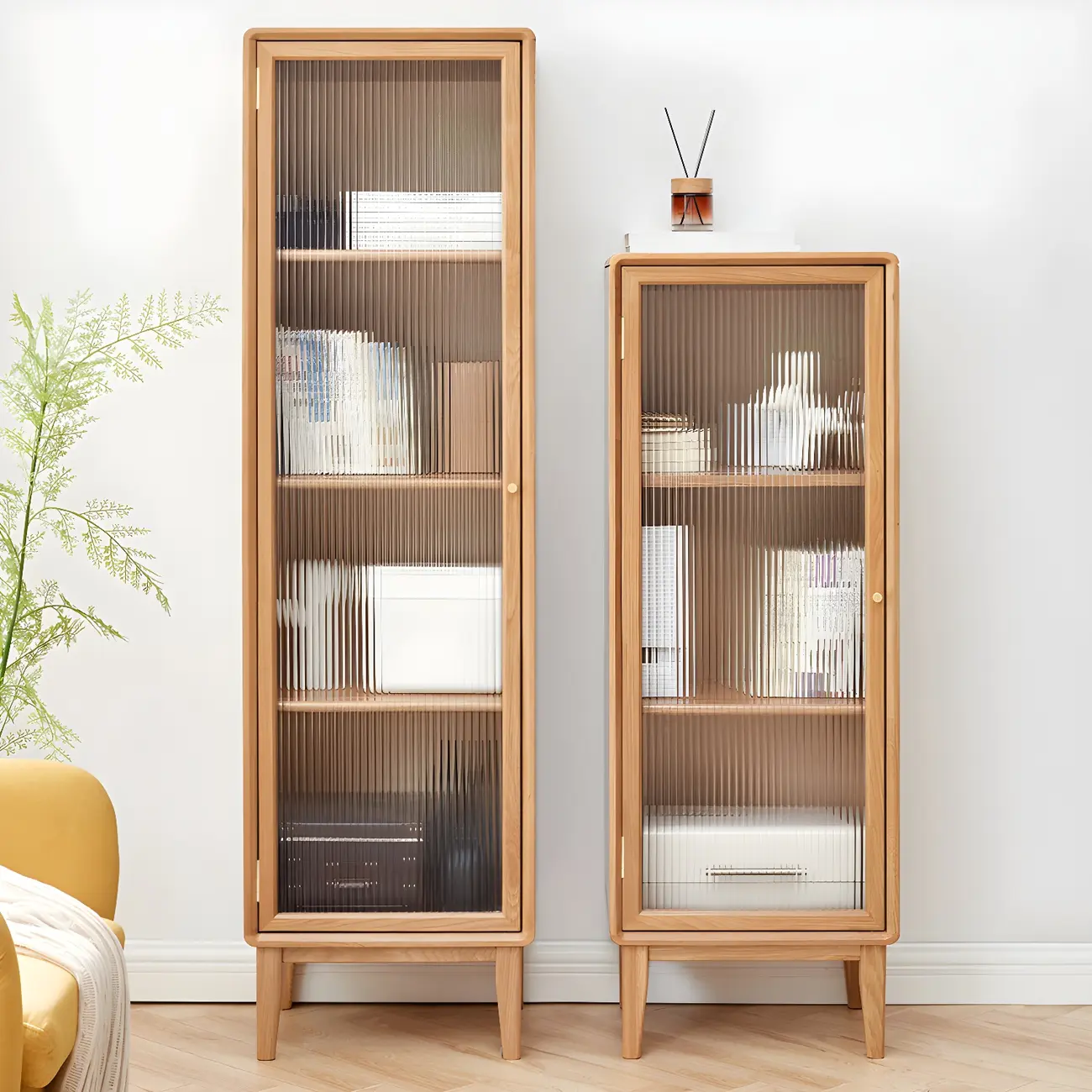 Natural Wood Standard Display Cabinet with Adjustable Shelves