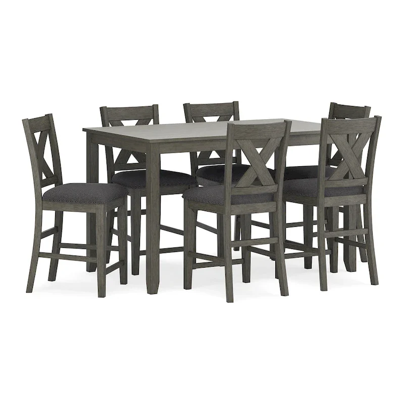 Signature Design by Ashley Caitbrook Gray Counter Height Dining Table and Bar Stools (Set of 7)