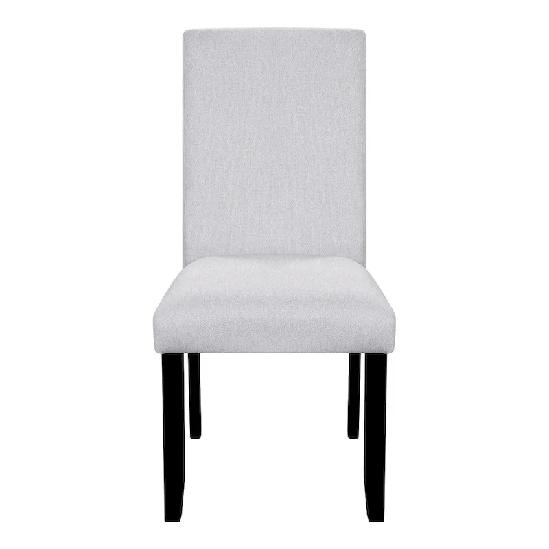 5 Pcs Wood Kitchen Table and Chair Set, 4 People Round Dining Table Set with Faux Marble Top and 4 Upholstered Chairs