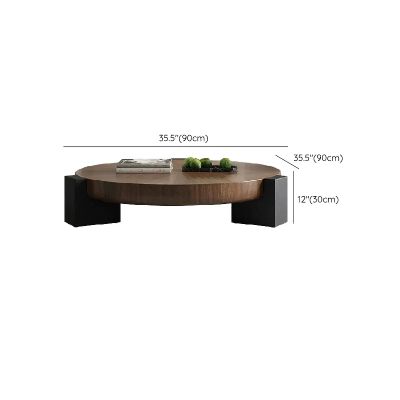 Funky Black Brown Wood Round Tripod Coffee Table