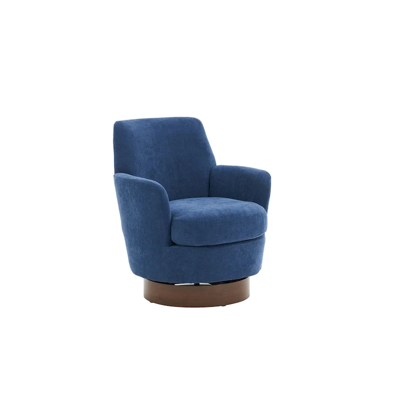 29.3 Upholstered Swivel Barrel Chair with Stainless Steel Base