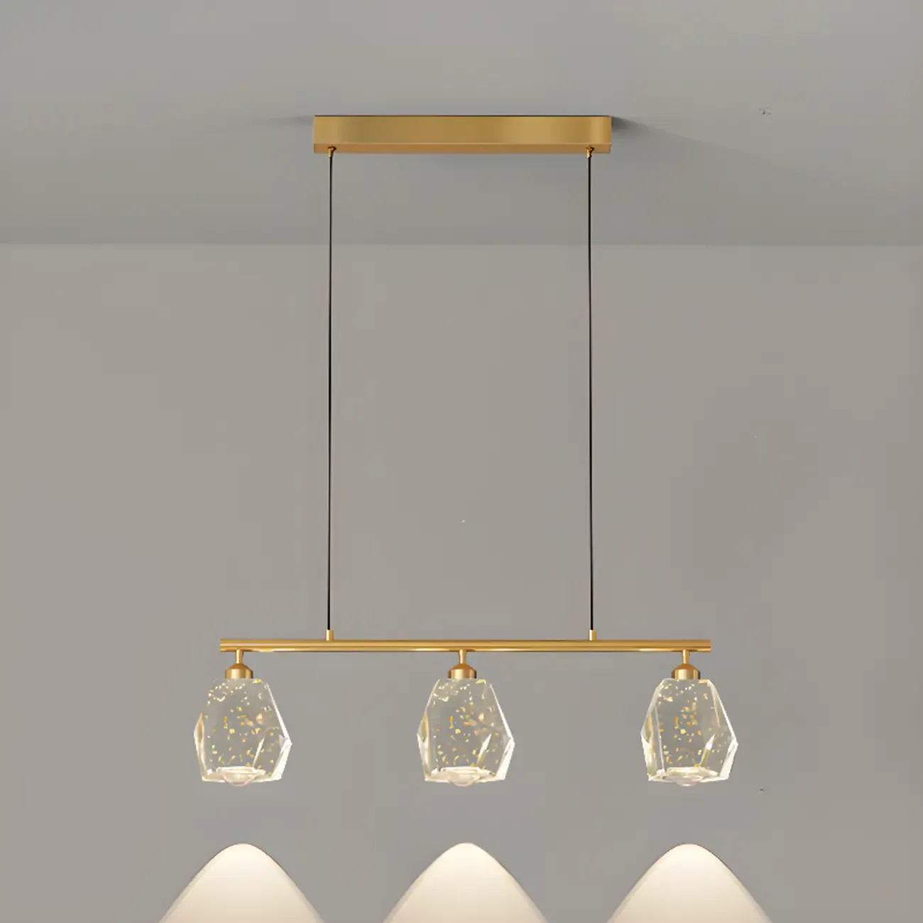 Geometric Gold Crystal Down Island Pendant Light