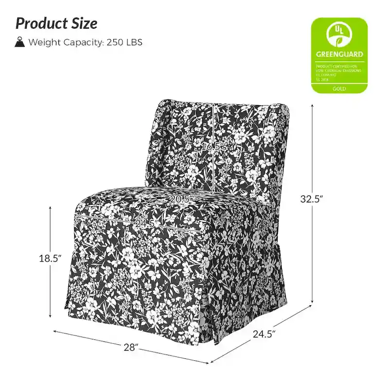 Falk Transitional Upholstered Slipper Chair with Slipcover and Solid Wood Legs Set of 2 by HULALA HOME