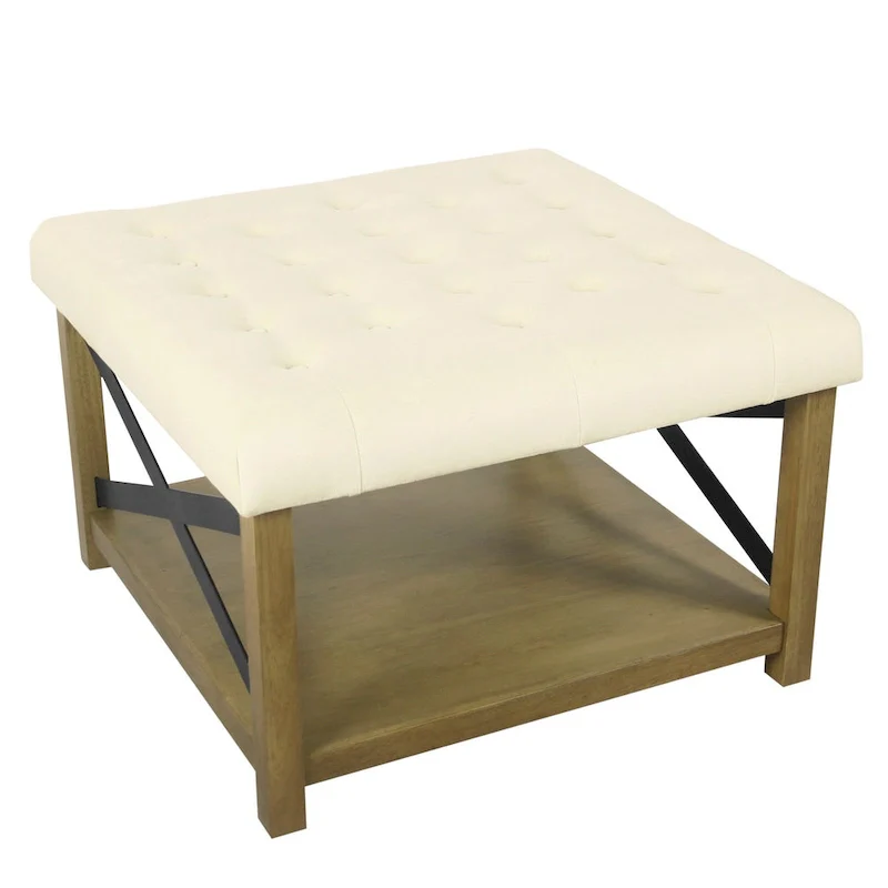 HomePop Tufted Top square cocktail Ottoman