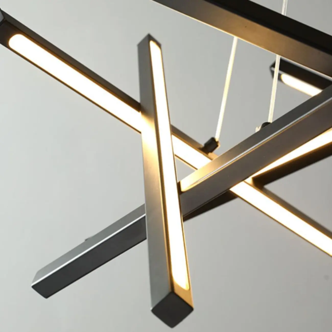 Modern Linear LED Chandelier with Geometric Metal Design