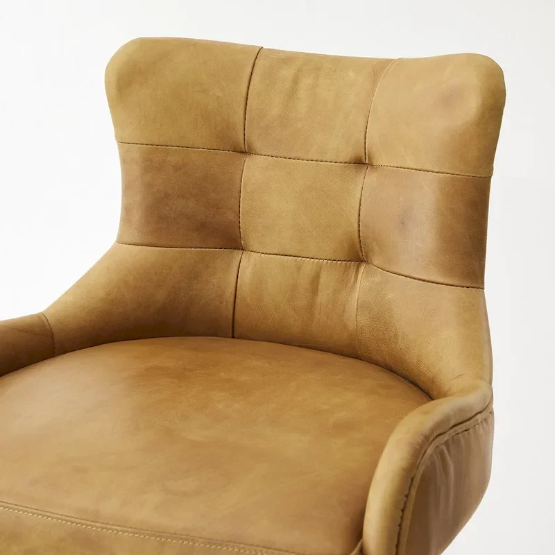 Art Leon Genuine Leather Bar Stool with Adjustable Height