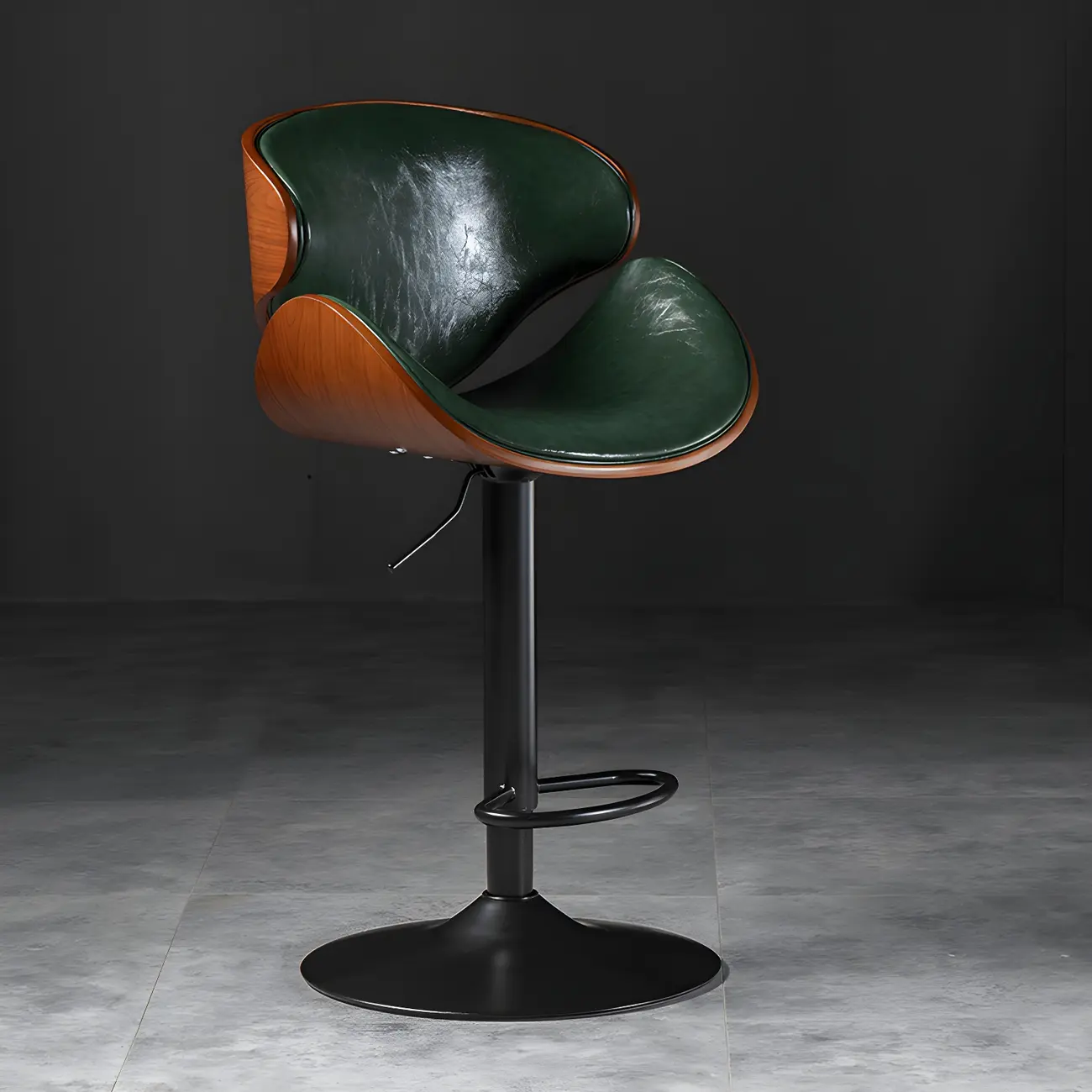 Modern Adjustable Leather Swivel Bar Stools with Backs