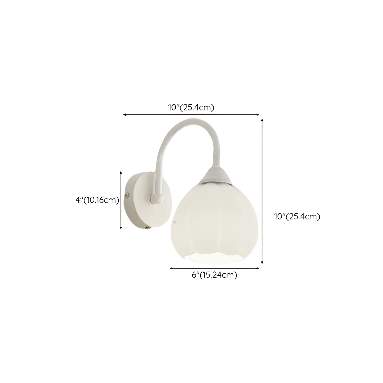 Dome-Shape White Wall Sconce with White Glass Shade