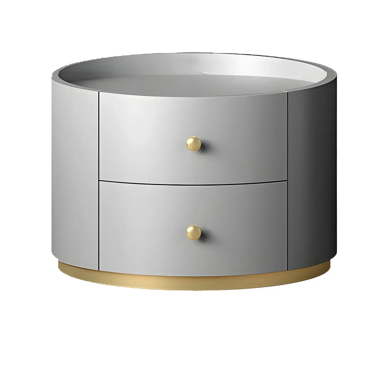 Glam Manufactured Wood Round 2-Drawer Nightstand