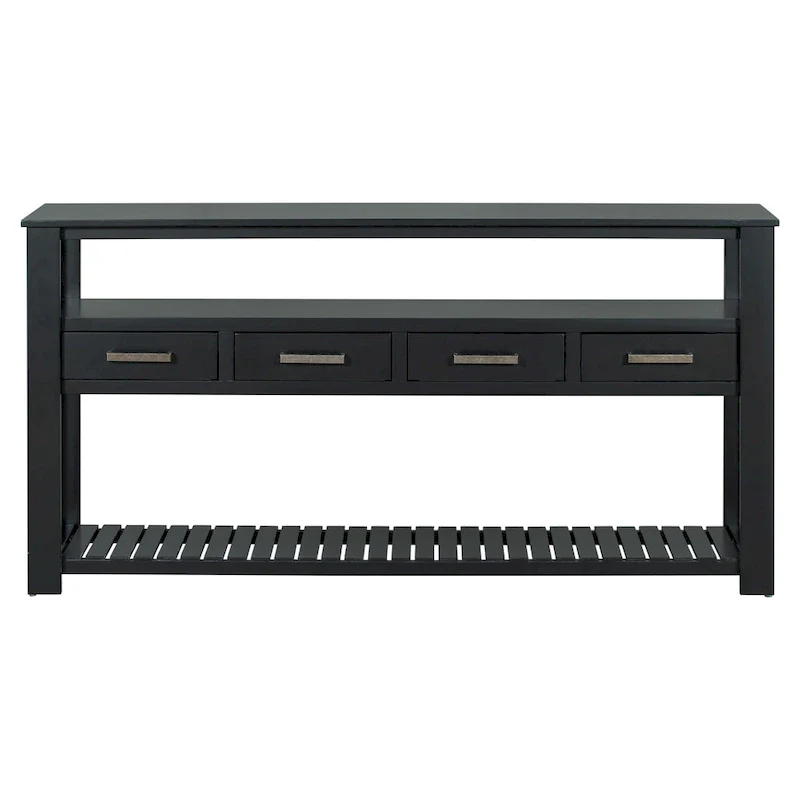 62.2 Modern Console Table with 4 Drawers and 2 Shelves