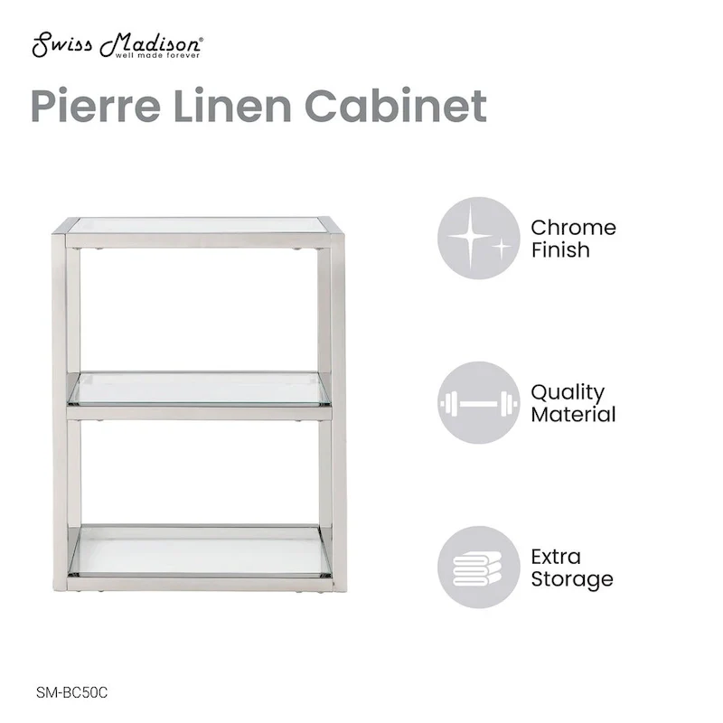 Pierre 16X20X10 Wall-Mounted Linen Cabinet In Chrome