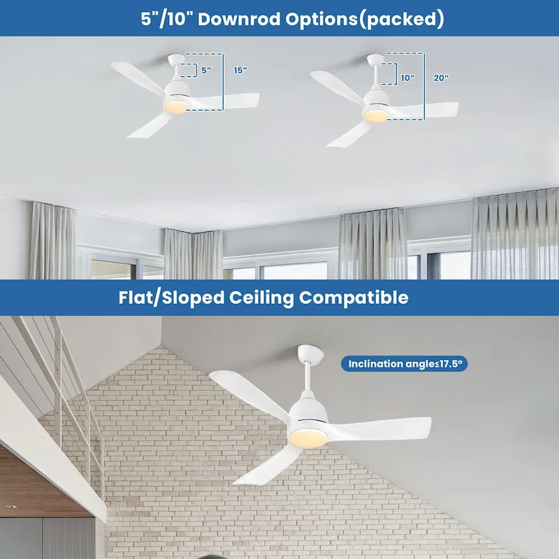 54  Smart Ceiling Fans with Lights and Remote High CFM Bedroom Quiet Fan APP Control - 54 inch