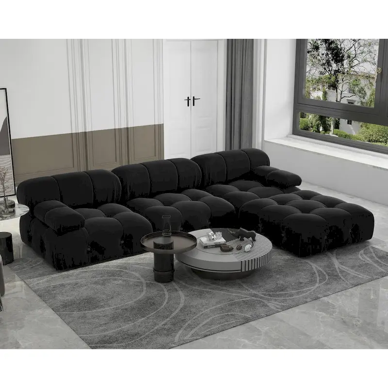 Modern Velvet Upholstered Large Modular Sectional Sofa