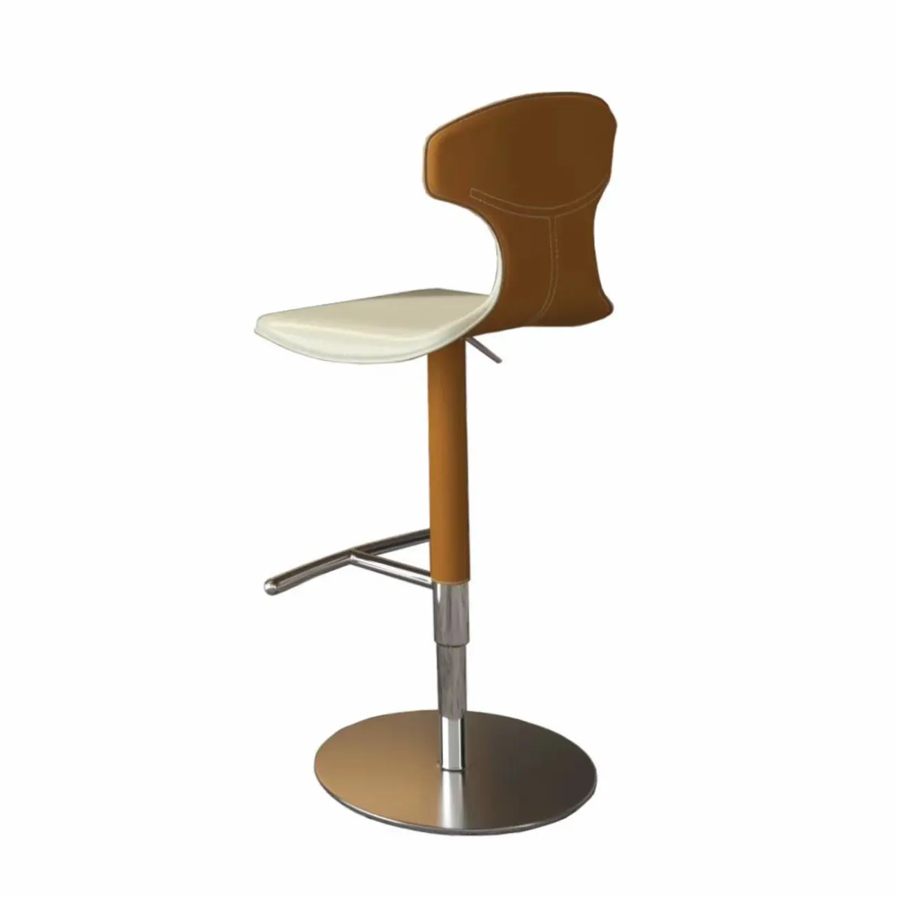Minimalist Beige Leather Saddle Bar Stools