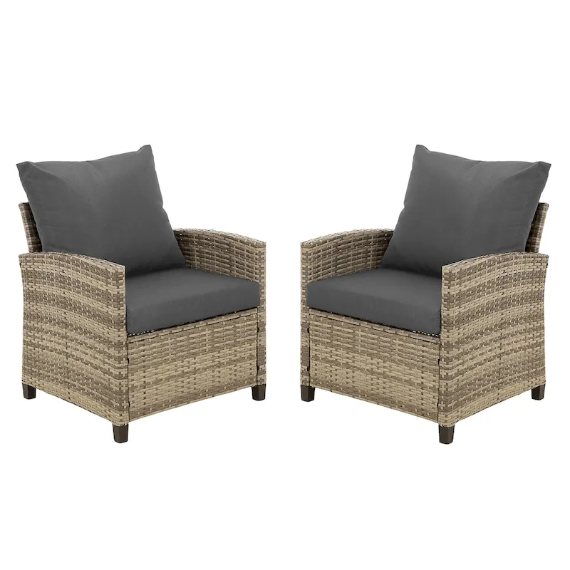 2-Seater Outdoor Wicker Sofa Couch with Gray Cushions