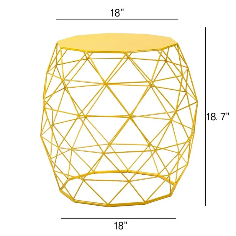 Adeco Accents Geometric Iron Side Table