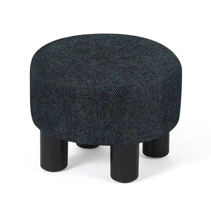 Round Ottoman Velvet Footrest Stool Modern Padded Seat Footstool