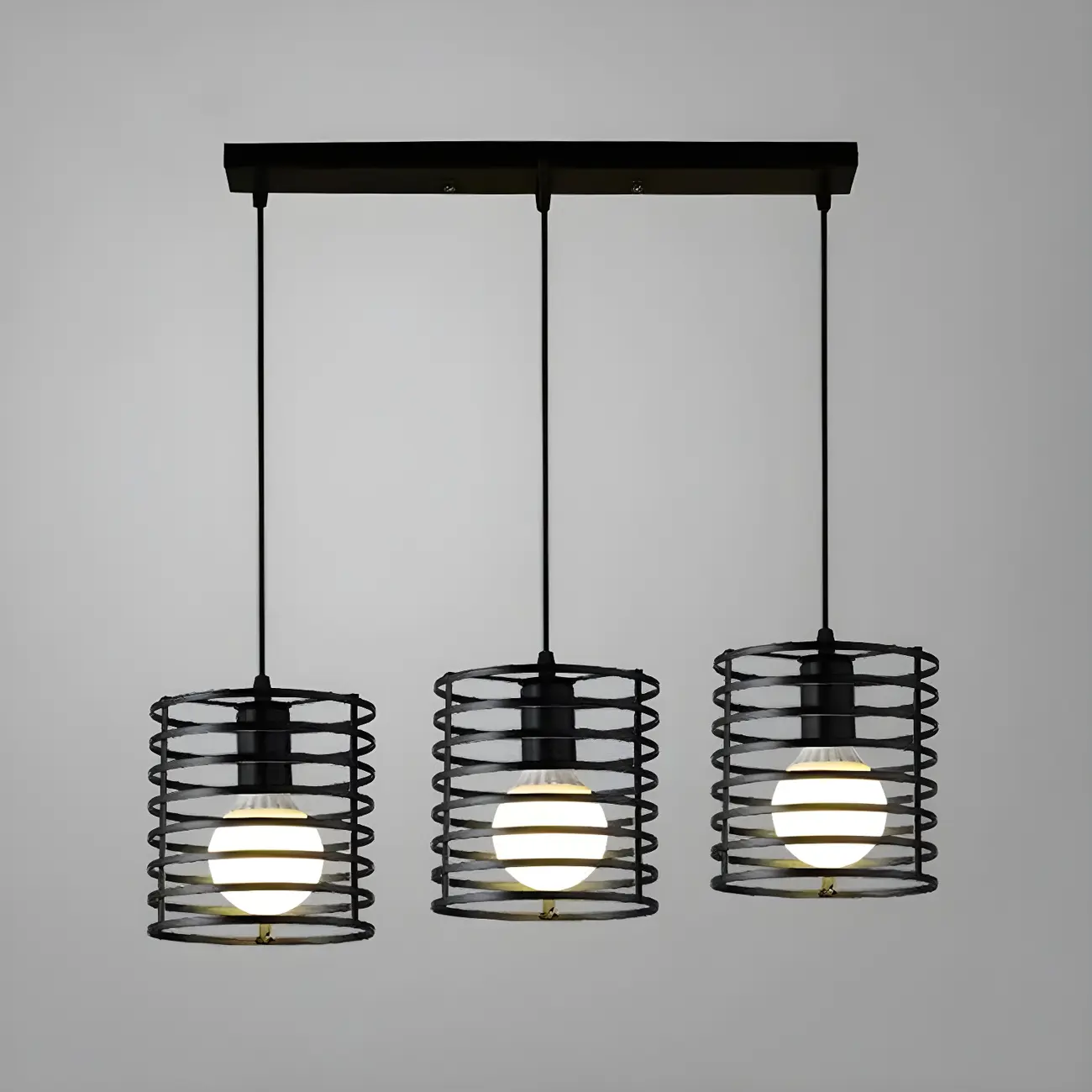 Industrial Black 3-Light Lantern Pendant Light
