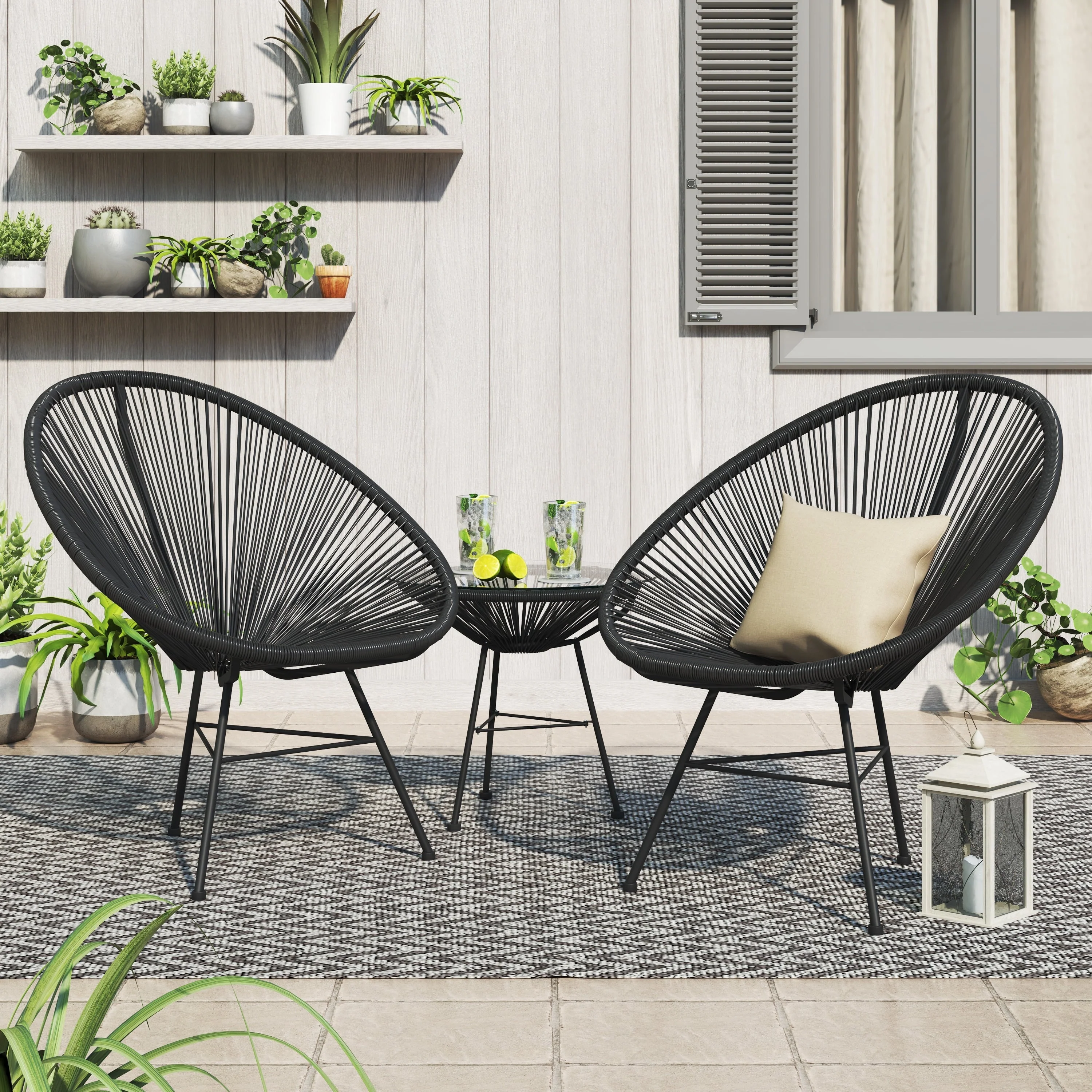 Corvus Sarcelles 3-Piece Modern Wicker Acapulco Bistro Set
