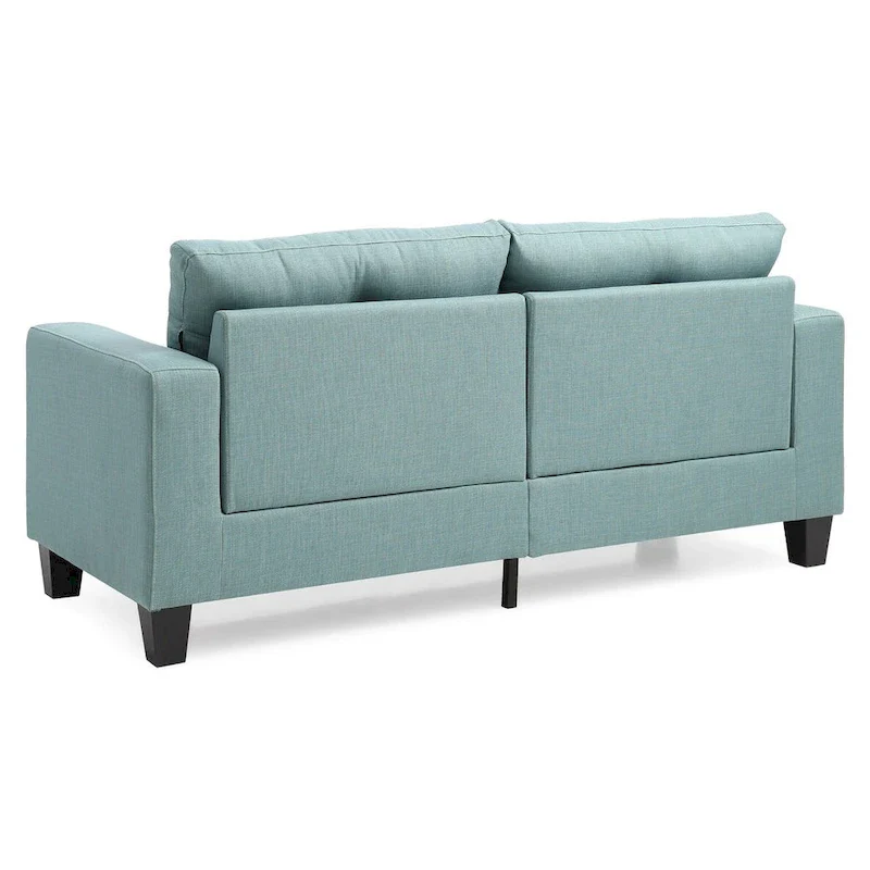 Square Arm Twill Tufted Straight Sofa - 71 - Teal