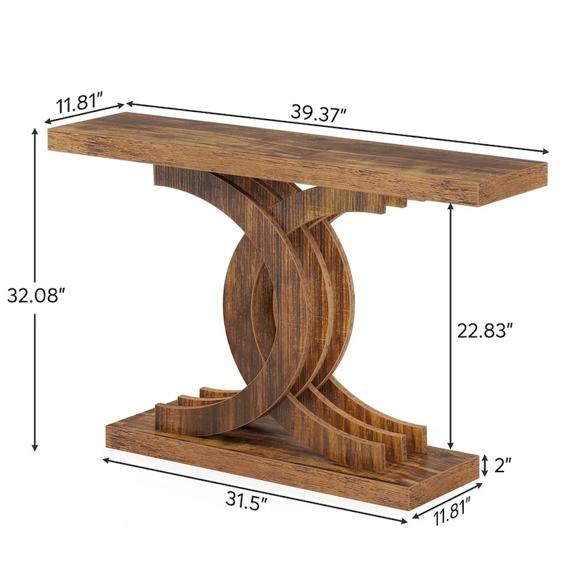 Console Table, Entryway Table with Geometric Legs, Sofa Table - 11.81  D x 39.37  W x 31.49  H