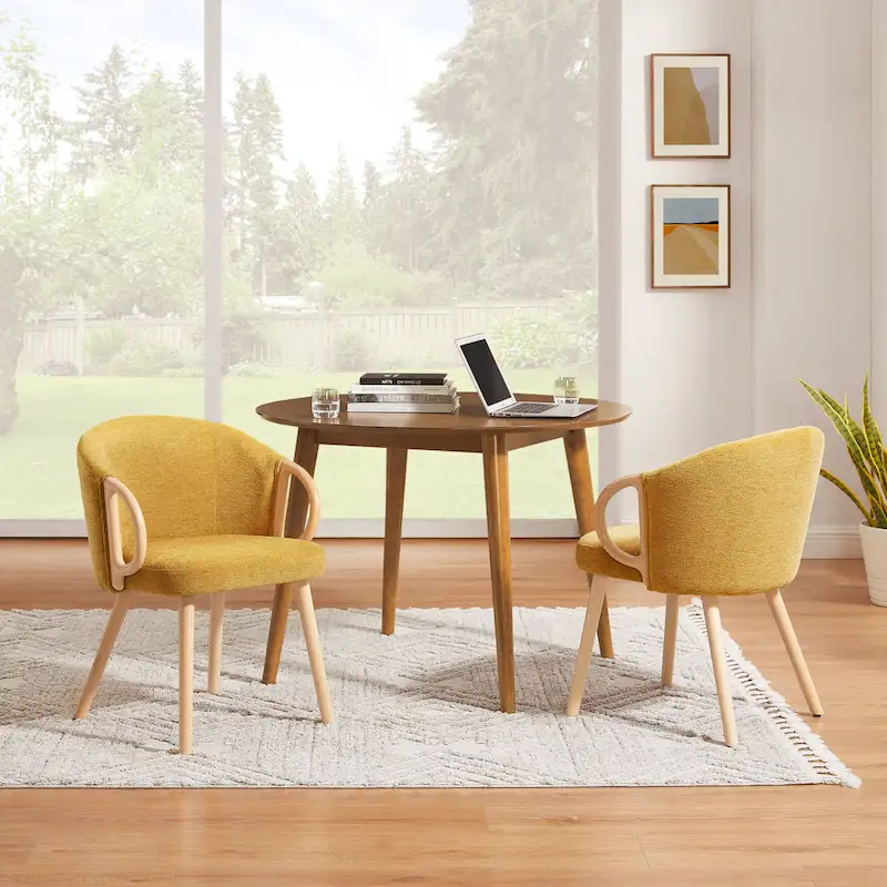 Art Leon Modern Fabric Accent Dining Wood Chair (Set of 2)