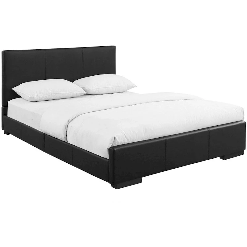 HomeRoots Black Faux Leather King Bed Frame