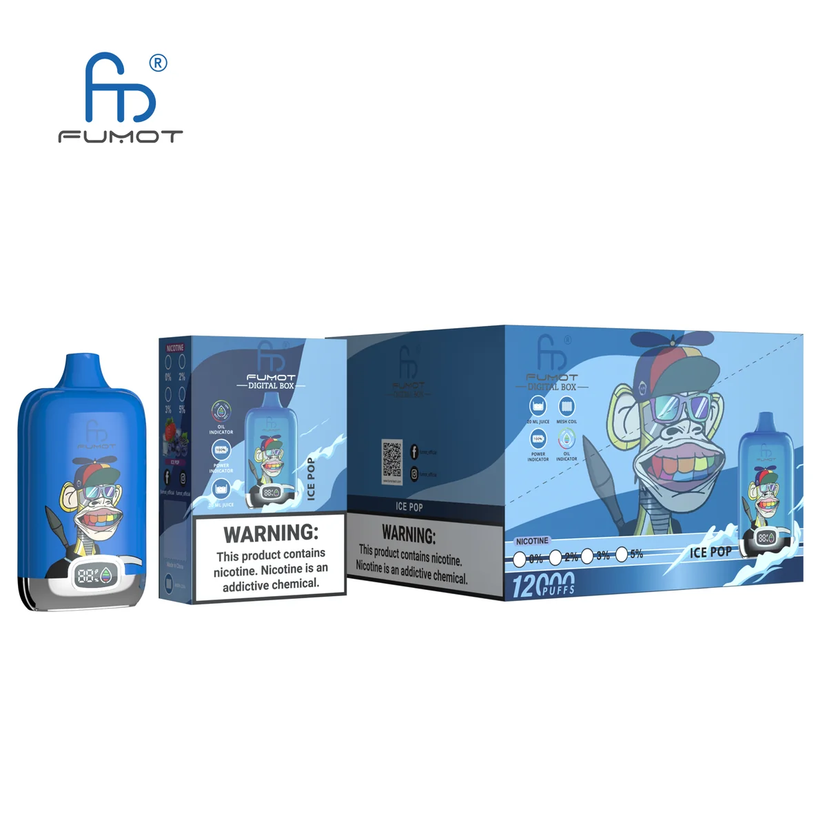Fumot Digital Box 12000 Ice Pop – 10er-Displaybox mit Einweg-Vape und Einzelpackung