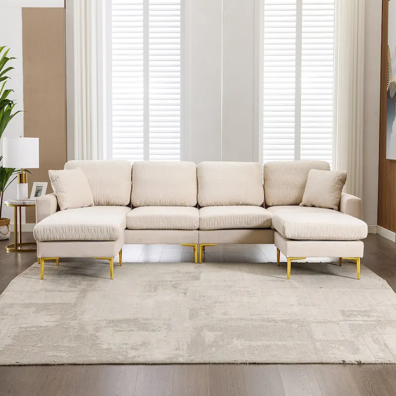 Velvet U-shaped modular detachable sectional sofa