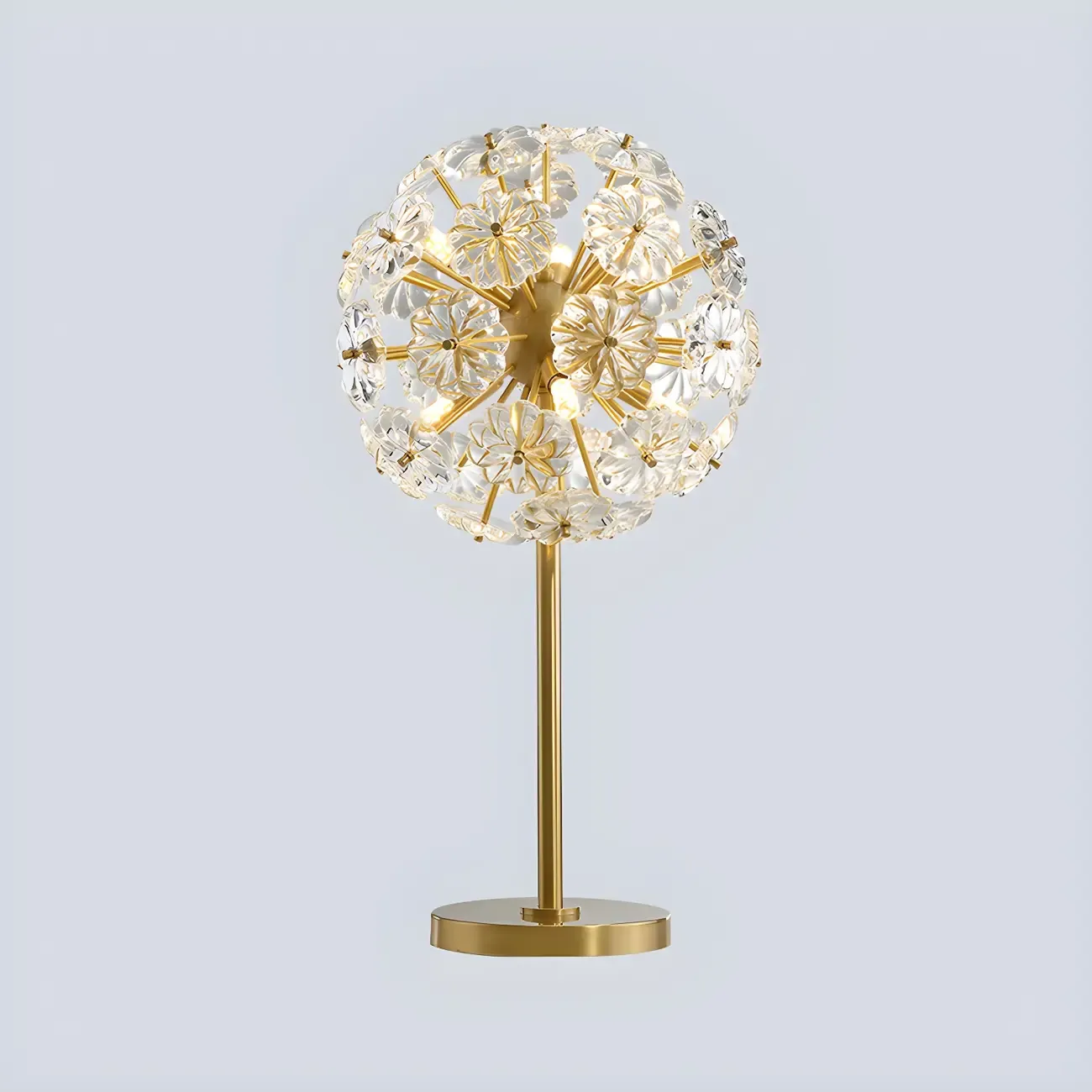 Modern Luxury Gold Flower Shape Crystal Table Lamp