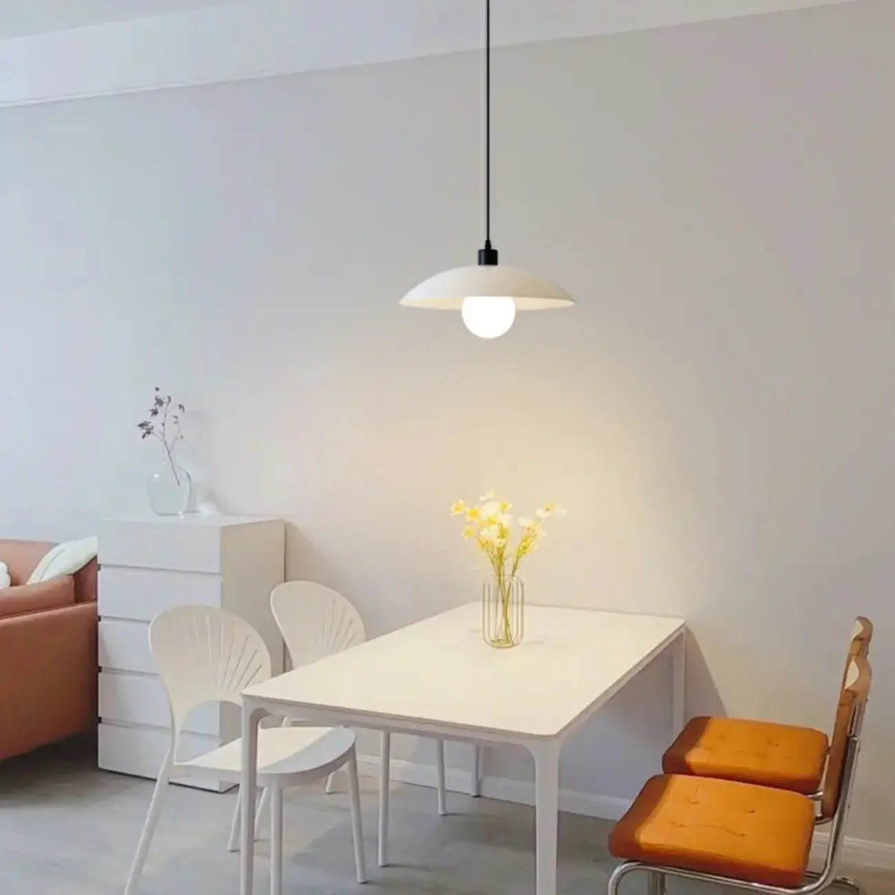 Modern White Glass Adjustable Dining Pendant Lighting