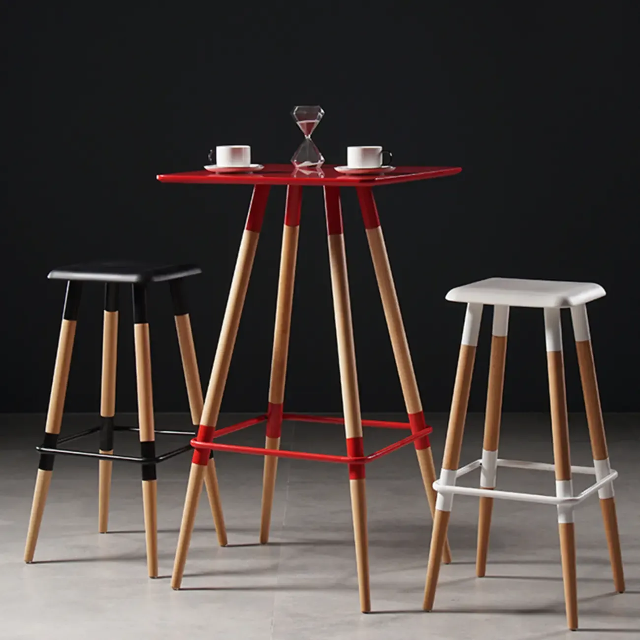 Modern Red Wooden Square Pub Tables