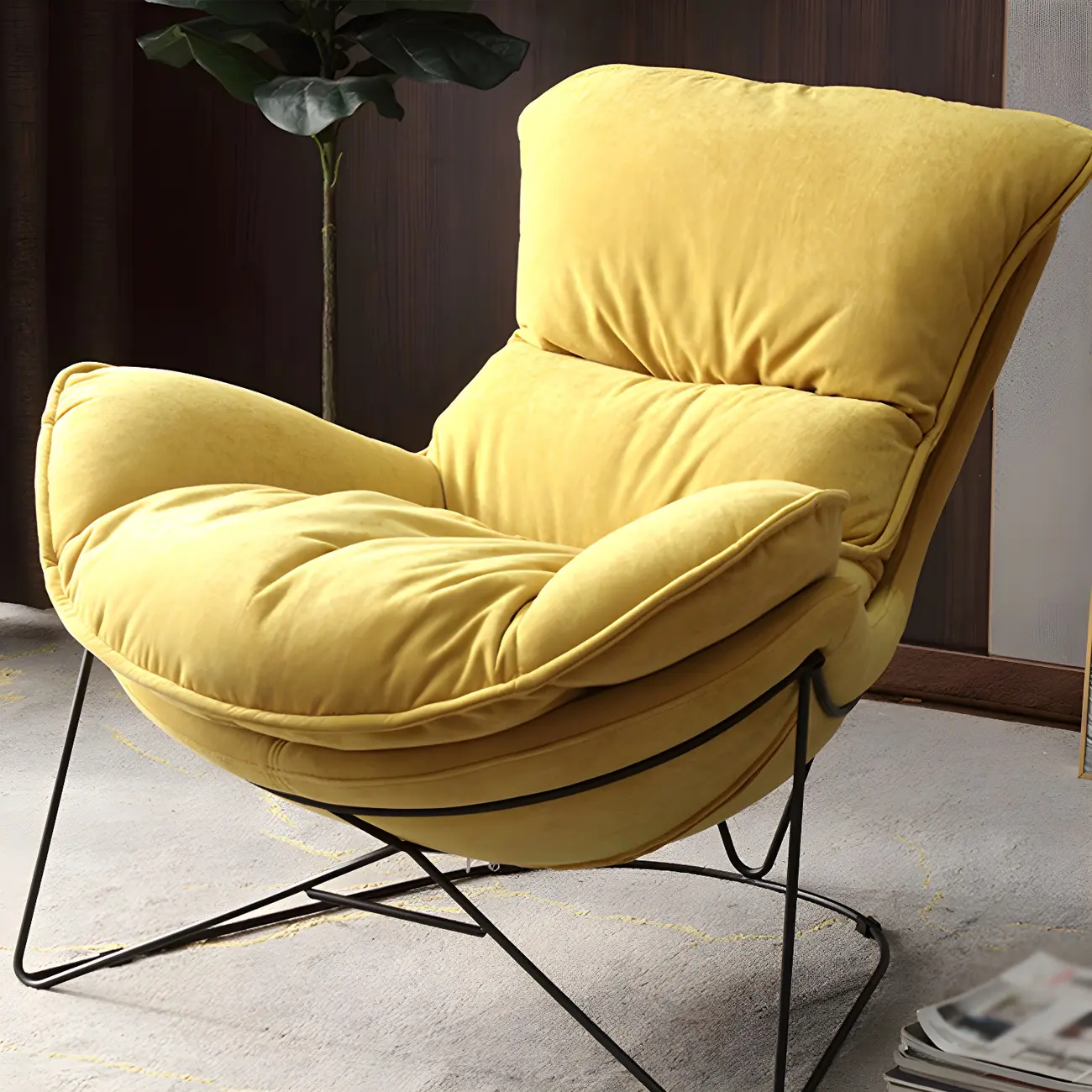 Modern Fabric Accent Chair with Pillow Back