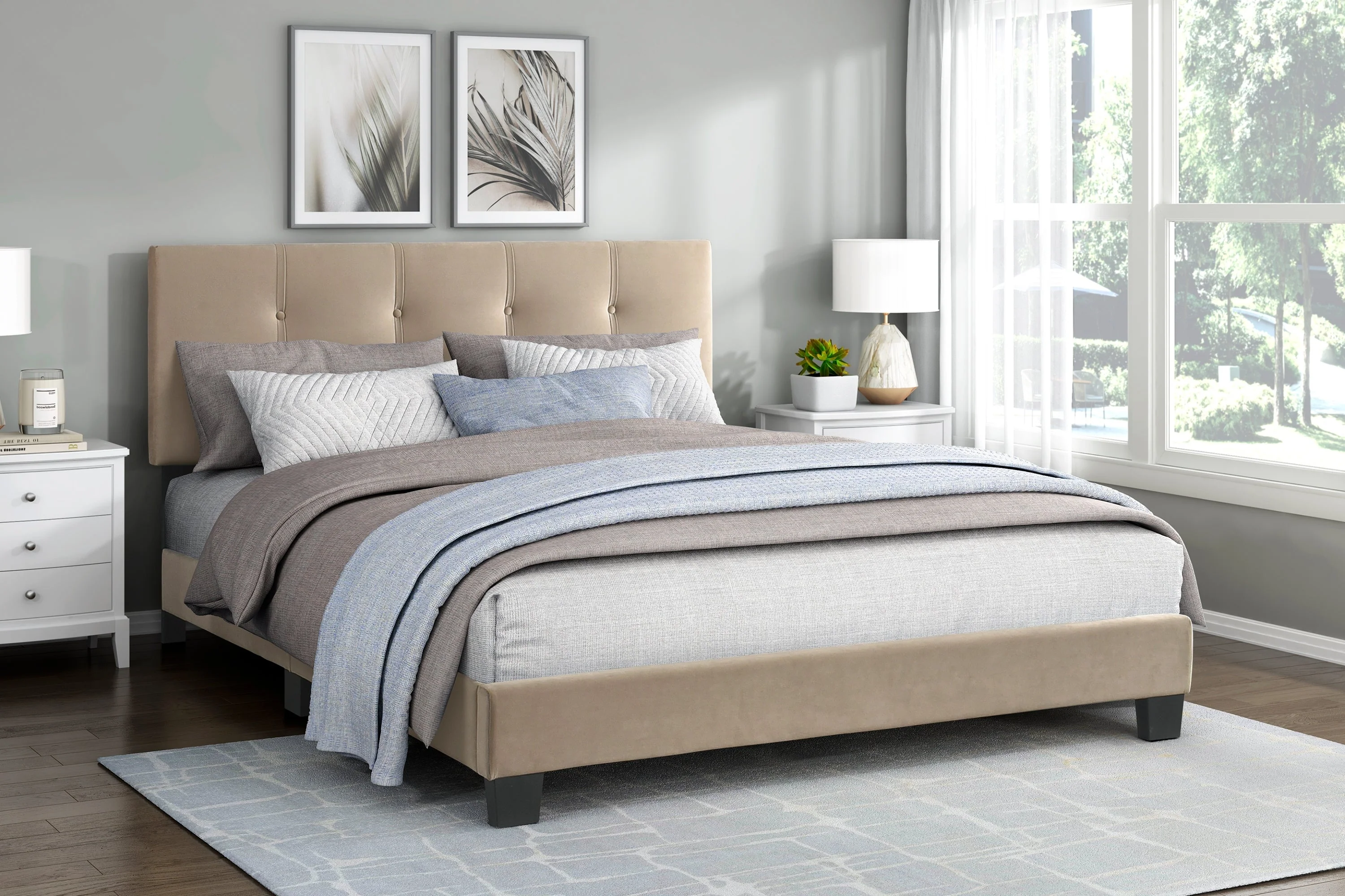 Walker Edison | Queen Velvet Platform Bed