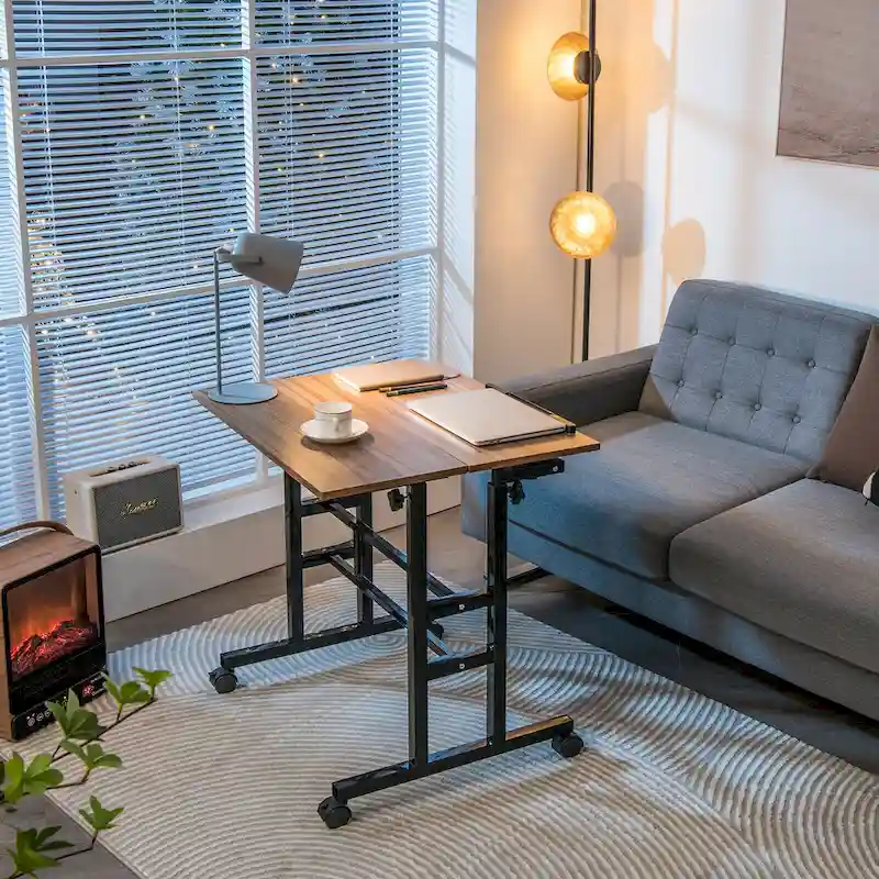Gymax Mobile Stand up Desk Adjustable Computer Desk Tilting