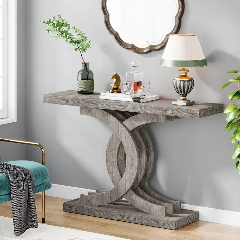 Console Table, Entryway Table with Geometric Legs, Sofa Table - 11.81  D x 39.37  W x 31.49  H